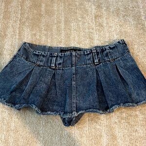Blue Denim Pleated Shorts/Skort